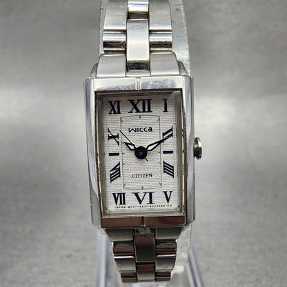 Citizen Wicca Tank Watch Women 16mm White Dial Silver Tone 5431S0112384 NewBat0