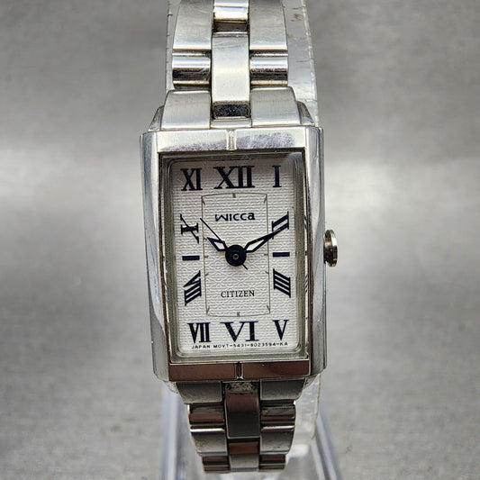 Citizen Wicca Tank Watch Women 16mm White Dial Silver Tone 5431S0112384 NewBat0
