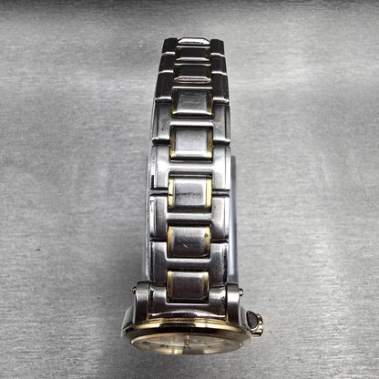 Seiko Premier Watch Women 28mm Silver Dial Two Tone Date Round 7N82-0HP0 New Bat4