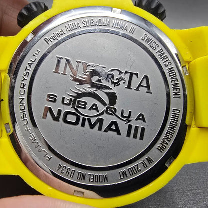 Invicta Sub Aqua Noma Chronograph Watch Men 50mm Yellow Dial Yellow Tone New Bat7