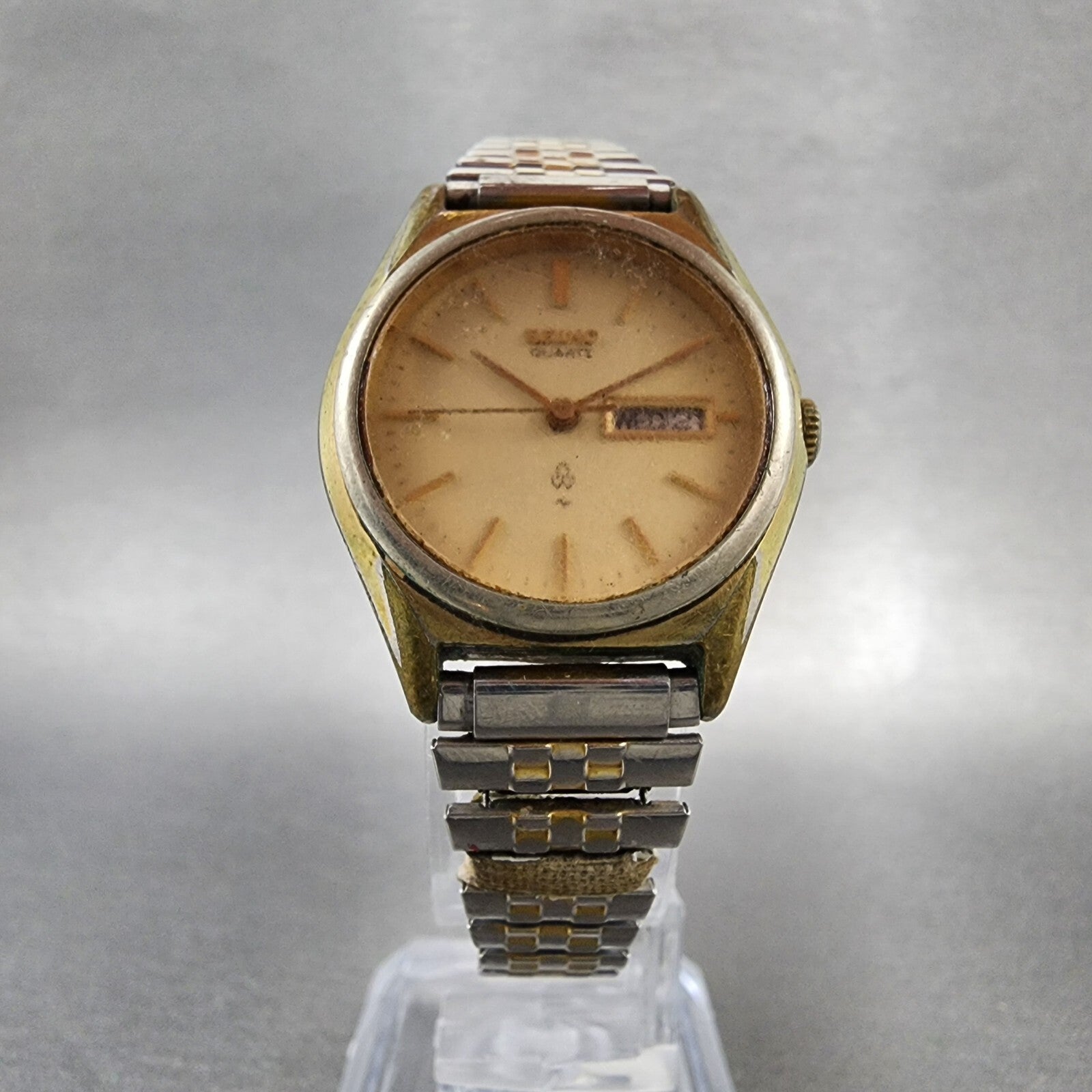 VTG Seiko Watch Women 26mm Cream Dial Gold Tone Daydate Round 26230100 New Batt5