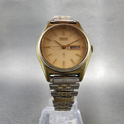 VTG Seiko Watch Women 26mm Cream Dial Gold Tone Daydate Round 26230100 New Batt5