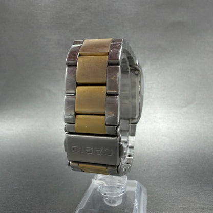 Casio Tank Watch Men 27mm Black Dial Two Tone Rectangle MTP-1165 New Battery V457