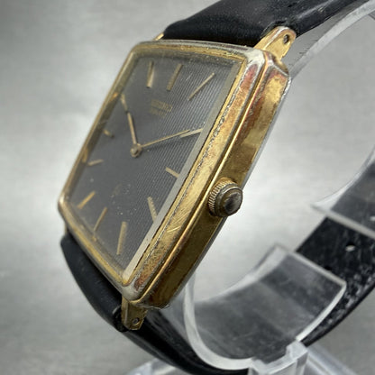 Seiko Tank Watch Men 27mm Black Dial Gold Tone Rectangle 2620-5370 New Battery2