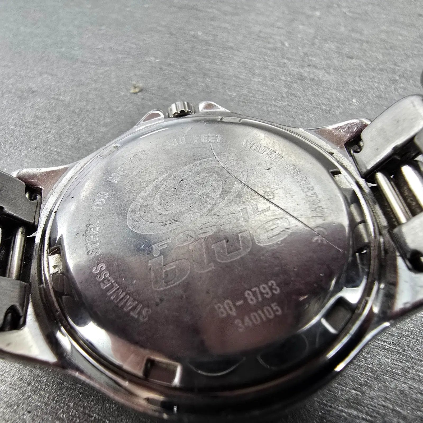 Fossil Blue Watch Women 36mm Blue Dial Silver Tone Daydate BQ-8793 New Battery9