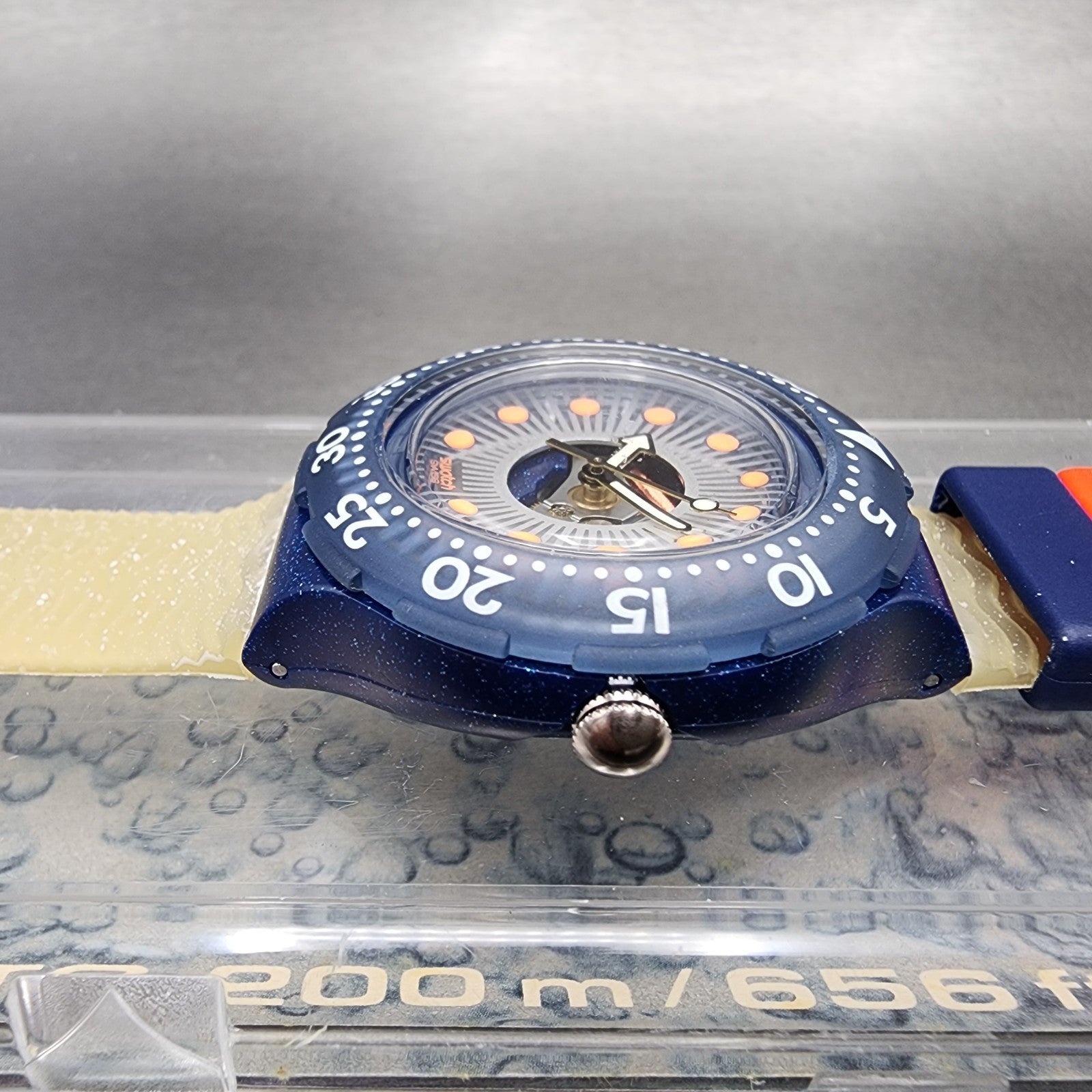 Swatch Scuba 200 Silver Trace Dive Watch Men 38mm Silver Dial Blue New Battery3