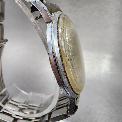 Cyma Cyamflex Watch Men 35mm Cream Dial Silver Tone Round Manual Wind PARTS4