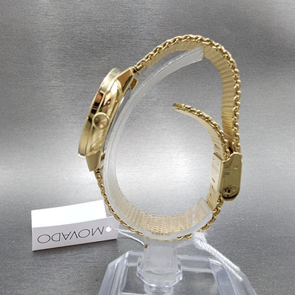 Movado Bold Shimmer Watch Women 34mm Gold Dial Gold Tone Crystal Bezel 36006566