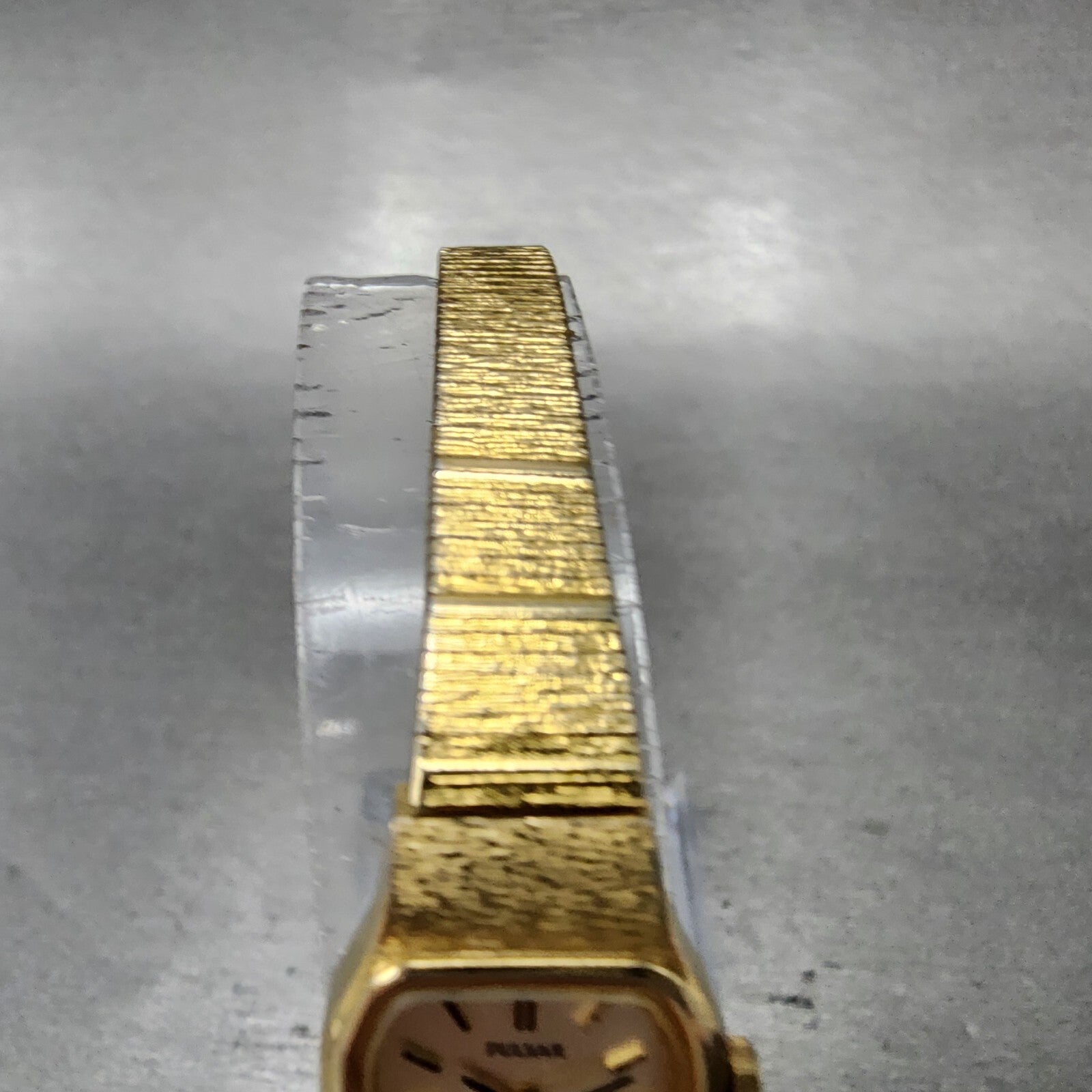 Seiko Pulsar Watch Women 16mm Champagne Dial Gold Tone Rectangle New Battery4