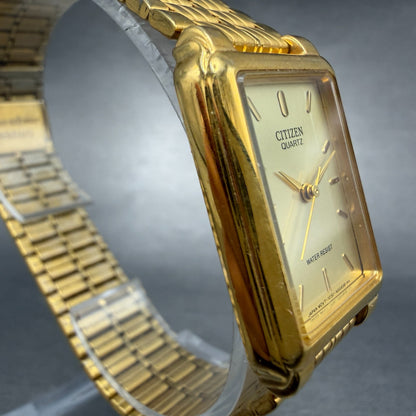 Citizen Tank Watch Unisex 24mm Champagne Dial Gold Tone Rectangle New Battery3