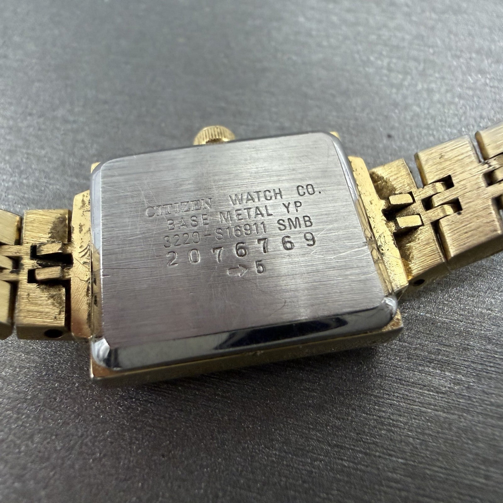 Citizen CQ Watch Women 17mm Champagne Dial Gold Tone Rectangle 3220 New Battery9