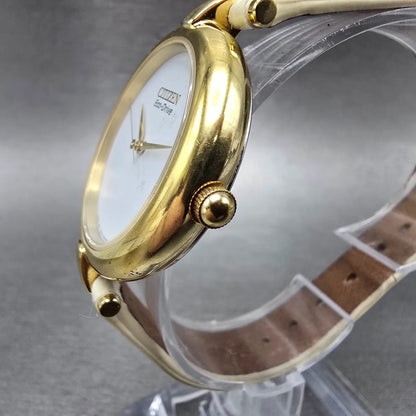 Citizen Eco-Drive Watch Women 34mm White Dial Gold Tone Round E031-S090920 Runs2