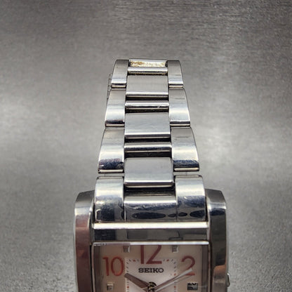 Seiko Lukia Tank Watch Women 24mm Silver Dial Silver Tone 7n820dk0 New Battery4