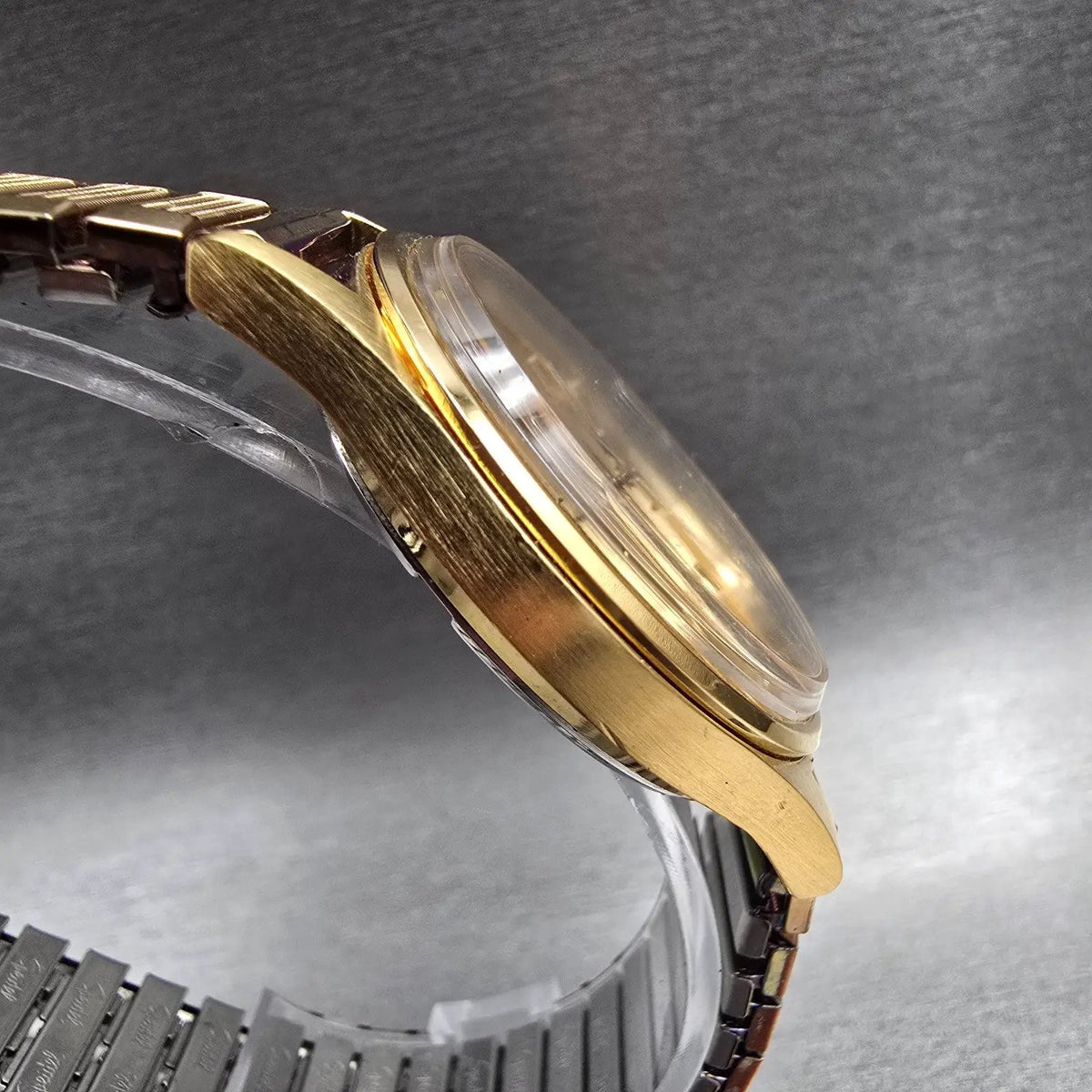 Seiko Watch Men 35mm Gold Dial Gold Tone Date Round 7N42-8A39 New Battery3