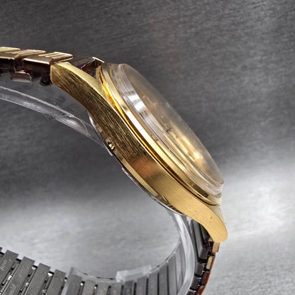 Seiko Watch Men 35mm Gold Dial Gold Tone Date Round 7N42-8A39 New Battery3
