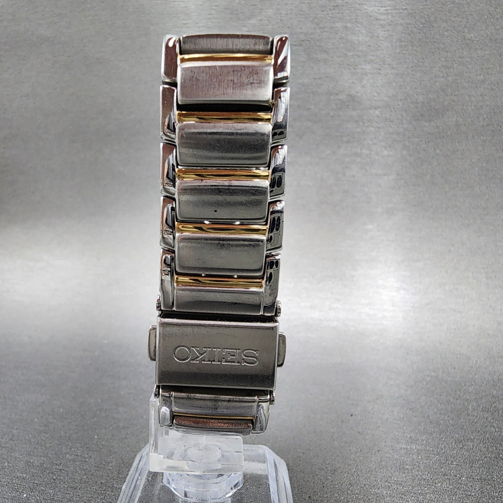 Seiko Tank Watch Women 18mm White Dial Toe Tone Rectangle 1n000ez0 New Battery7