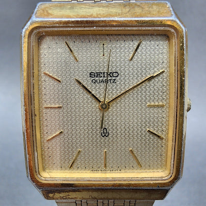 Seiko Tank Watch Men 29mm Champagne Dial Gold Tone 60305340 New Battery1