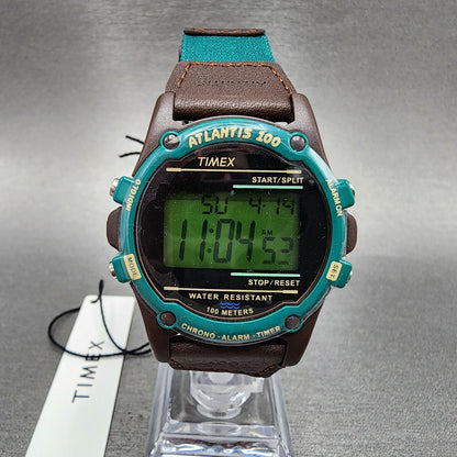 Timex Atlantic 100 Watch Men 40mm Digital Brown Tone Green Band TW2V44300VQ