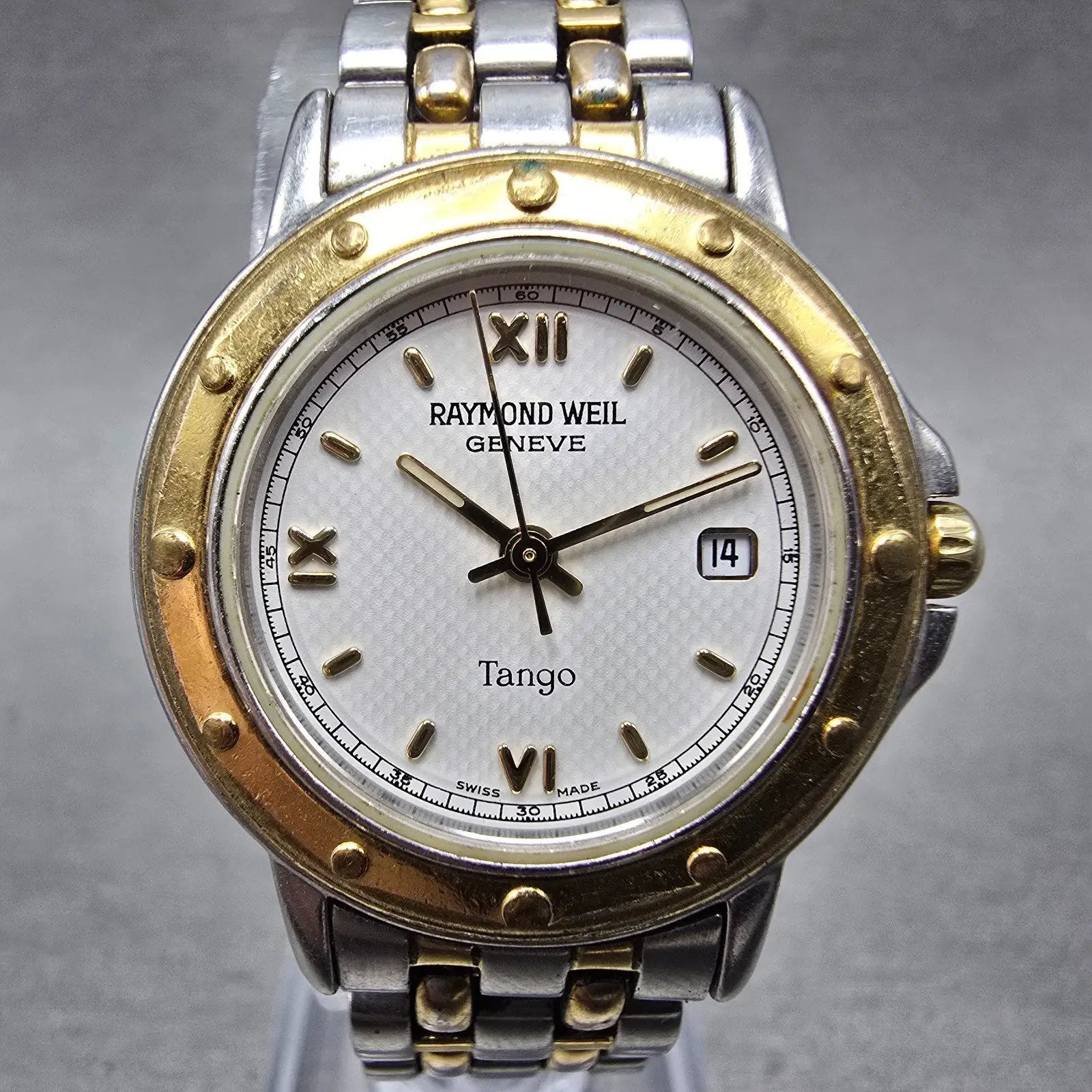 Raymond Weil Tango Watch Women 28mm White Dial Two Tone Date Round 5360 New BatA0