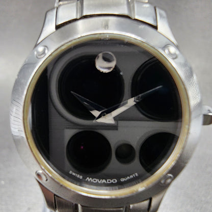 Movado Museum Watch Women 25mm Black Dial Stainless Steel Round New Battery