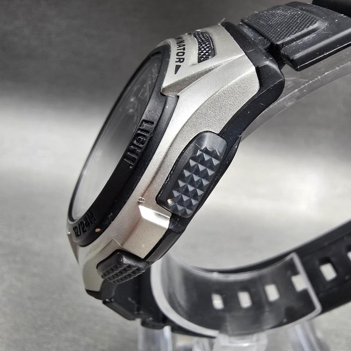 Casio Illuminator W-213 Digital Watch Men 40mm Black Silver Chrono Alarm New Bat2