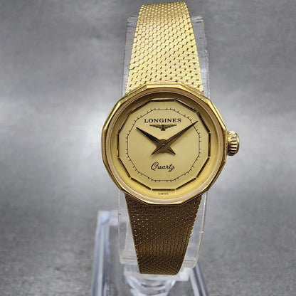 Longines Watch Women 19mm Champagne Dial Gold Tone Round New Battery0