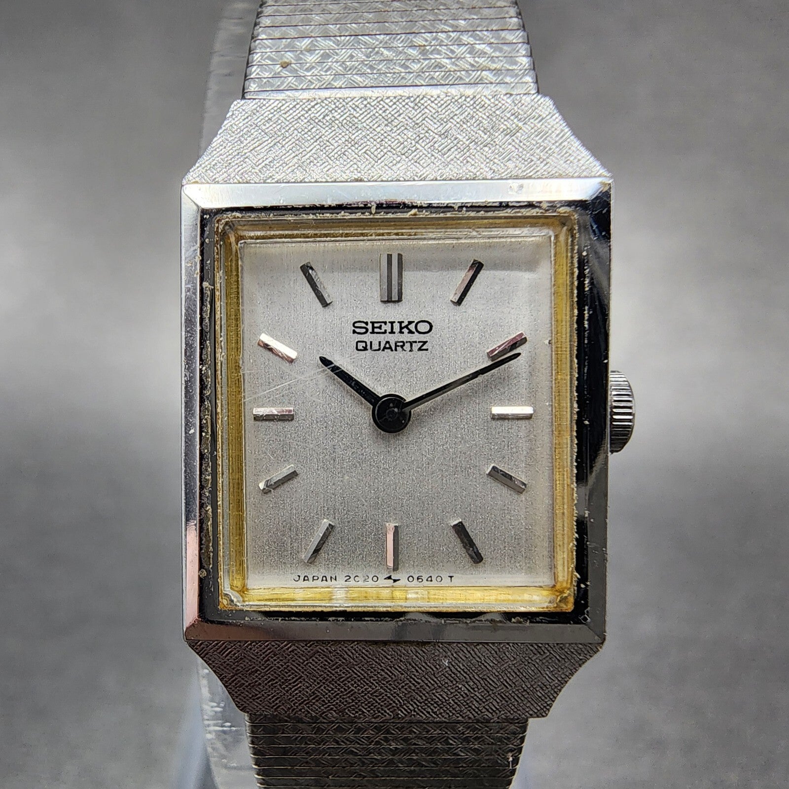 Seiko Watch Women 16mm Silver Dial Silver Tone Rectangle 2C205299 New Battery1