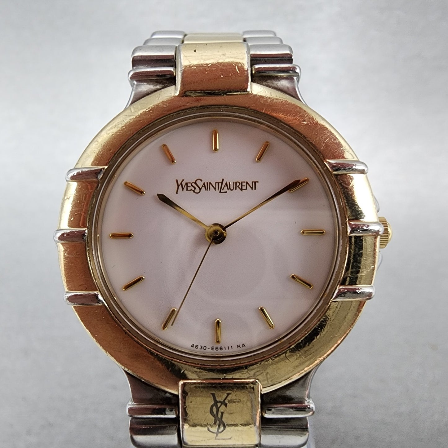 Yves Saint Laurent Watch Women 29mm White Dial Two Tone 4630E63450 New Battery1