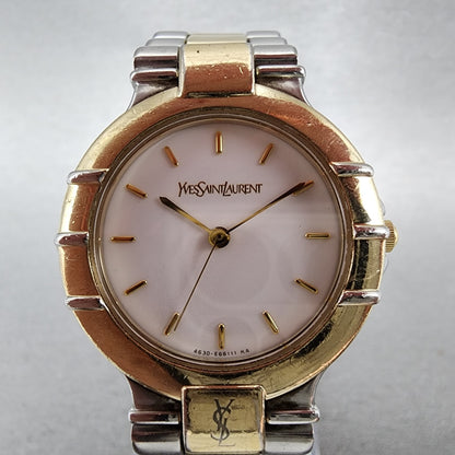 Yves Saint Laurent Watch Women 29mm White Dial Two Tone 4630E63450 New Battery1