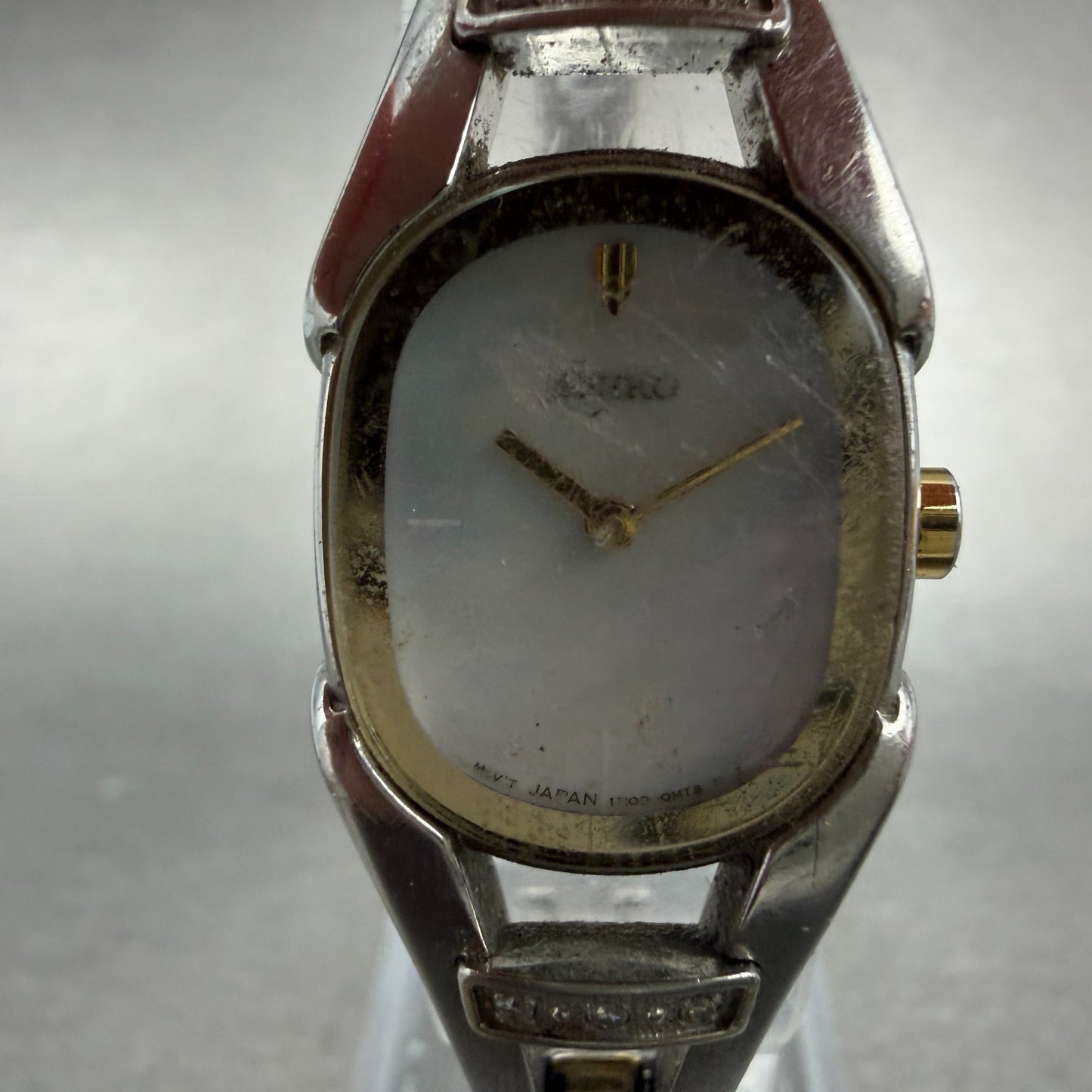 Seiko Watch Women 18mm MOP Dial Two Tone Diamond Bezel 1N00-0JB0 New Battery1