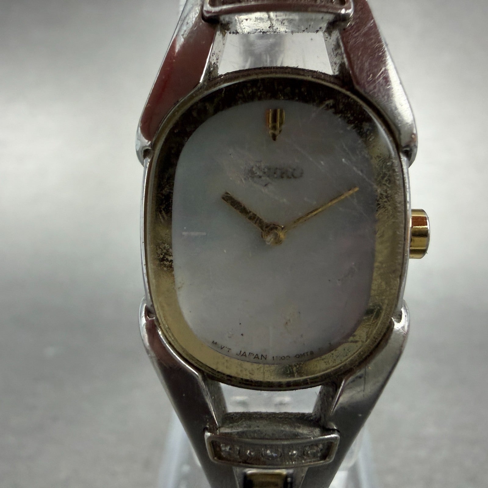 Seiko Watch Women 18mm MOP Dial Two Tone Diamond Bezel 1N00-0JB0 New Battery1