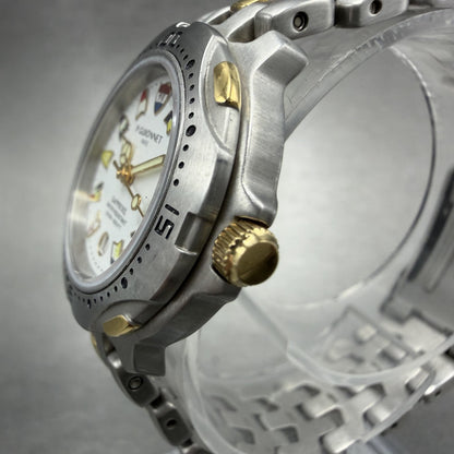 P Guionnet Dive Watch Women 28mm White Dial Two tone Date Round New Battery2