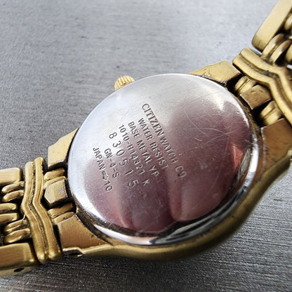 Citizen Elegance Watch Women 25mm MOP Dial Gold Tone Date Round New Battery9