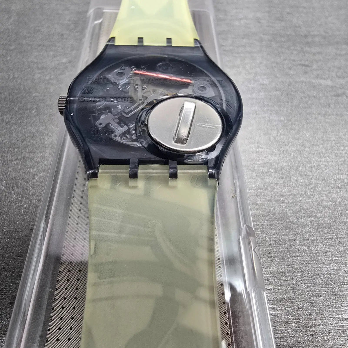 Swatch Decoscraper Watch Men 34mm Silver Dial Black Case GP109 New Battery NOS13