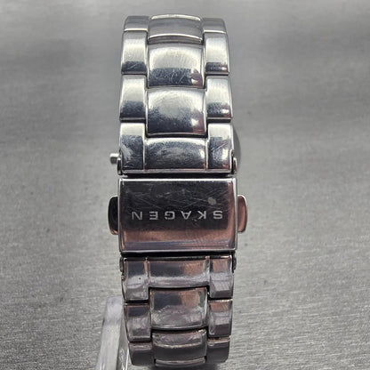 Skagen Watch Women 32mm MOP Dial Silver Tone Daydate Round 990SSX New Battery7