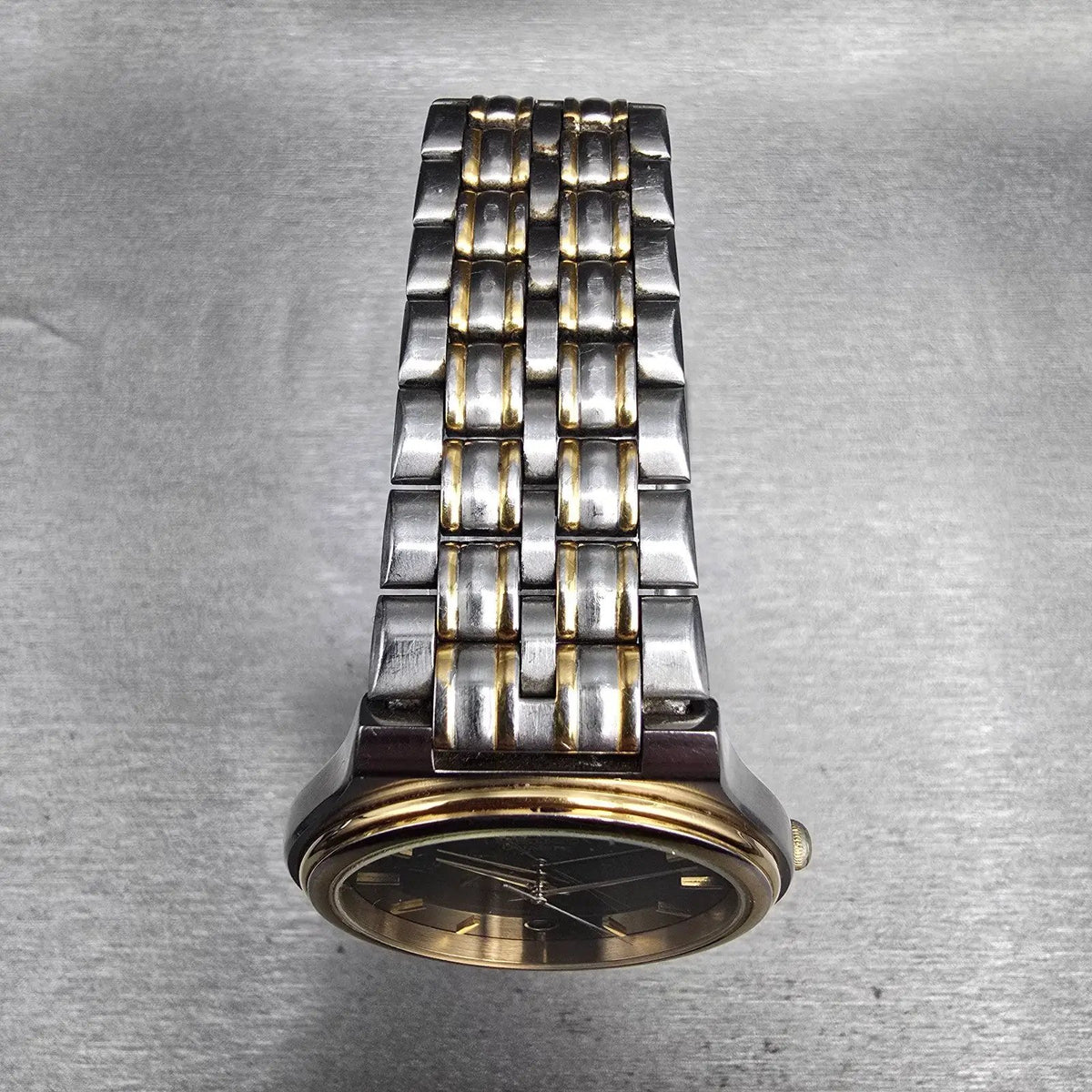 Seiko SQ Watch Men 36mm Black Dial Two Tone Date Round 5Y22-7039 New Battery4