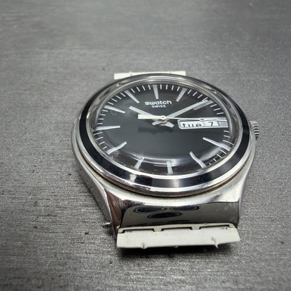 Swatch Irony Charcoal Suit Watch Men 38mm Black Dial Steel Daydate YGS744 NewBat2