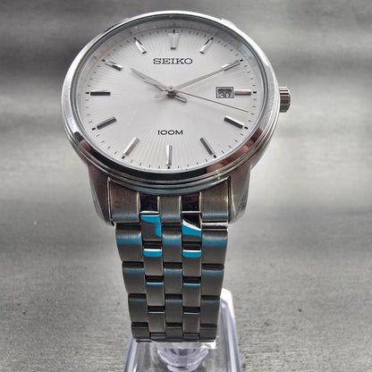 Seiko Watch Men 41mm Silver Dial Silver Tone Date Round 6N42-00G0 New Battery5