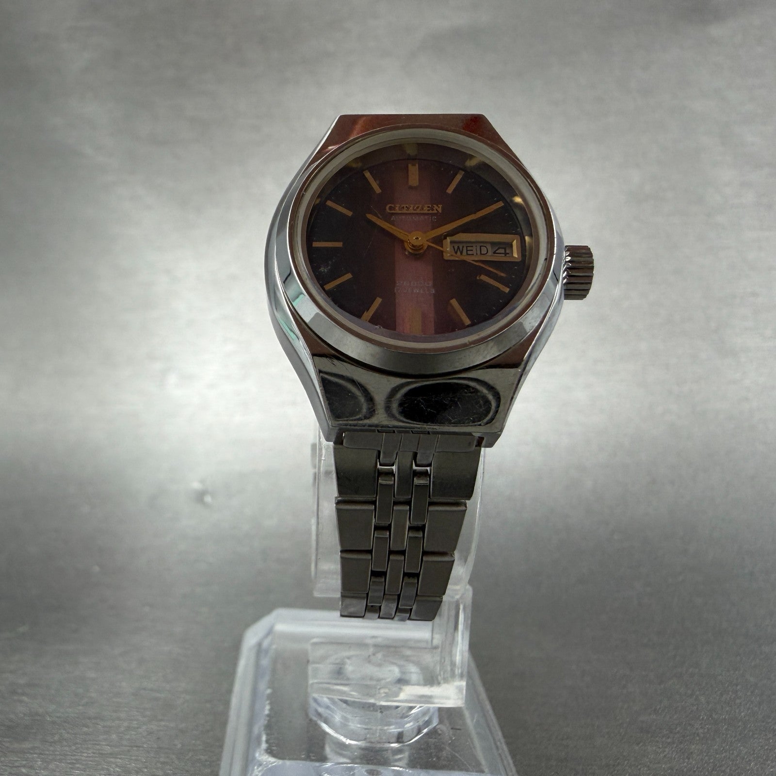 Citizen Automatic Watch Women 26mm Pink Dial Silver Tone Daydate 4-661087 Runs5