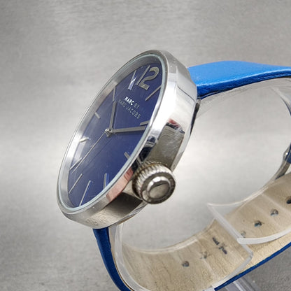 Marc Jacobs Peggy Watch Women 36mm Blue Dial Steel Round MBM1364 New Battery2