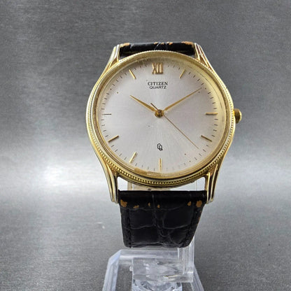 Citizen CQ Watch Men 34mm Silver Dial Gold Tone Round 6031-S32984 VTG PARTS JP26