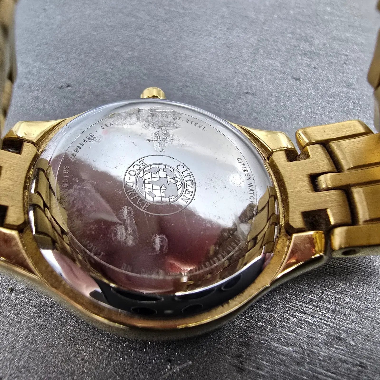 Citizen Eco-Drive Watch Women 28mm Silver Dial Gold Tone Round FE2062-58A Runs9
