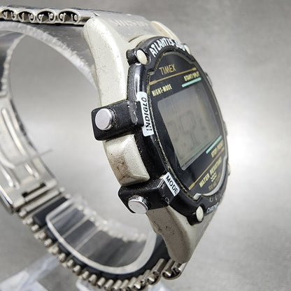 Timex Atlantis 100 Watch Men 40mm Digital Silver Black Tone Round New BatteryD67