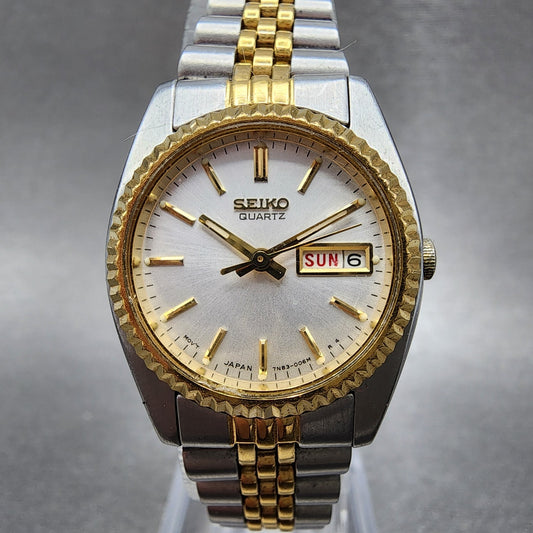 Seiko Watch Women 24mm Silver Dial Two Tone Daydate 7n830041 New Battery0