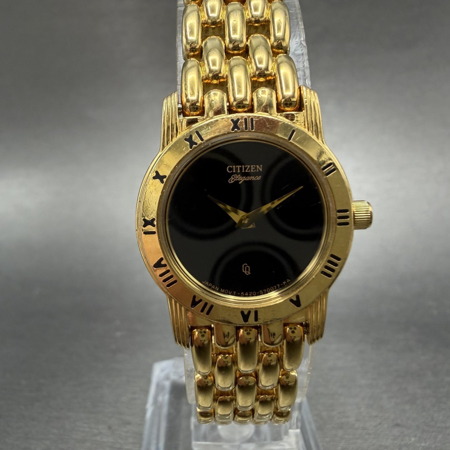 Citizen Elegance Watch Women 22mm Black Dial Gold Tone Round 5420-S26003 Newbat0