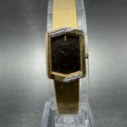 Seiko Lassale Watch Women 13mm Brown Dial Gold Tone Hexagon 1E50-5039 NewBattery0