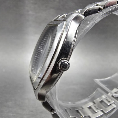 Citizen Wicca Watch Women 24mm Black Dial Silver Tone Rectangle E031-S06441 Runs2