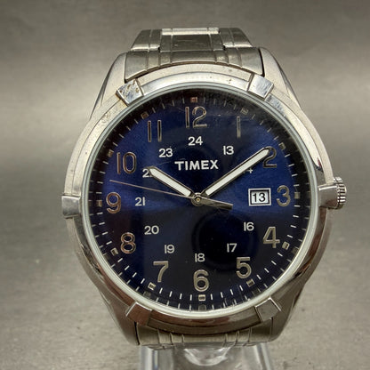 Timex Easton Avenue Watch Men 39mm Blue Dial Silver Tone Date TW2P76400 New Batt0