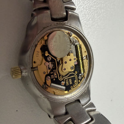 Bulova Accutron Watch Women 26mm White Dial Two Tone Date 28M04 New Batt READ!!!1