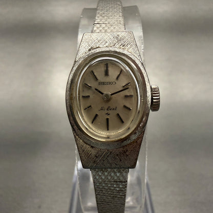 Seiko Hi-Beat Watch Women 15mm Silver Dial Silver Tone Oval 1120-7000 Manual0